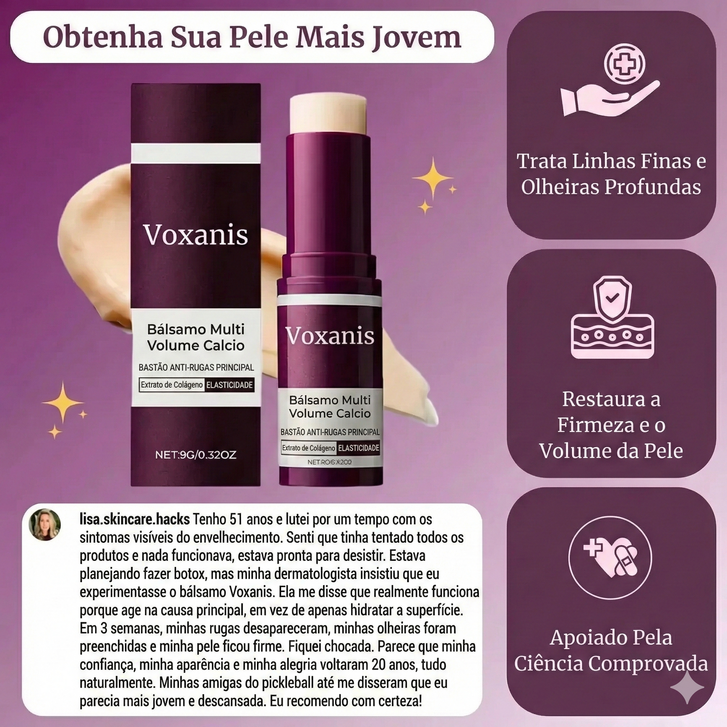 Bálsamo antirrugas com colagénio e cálcio