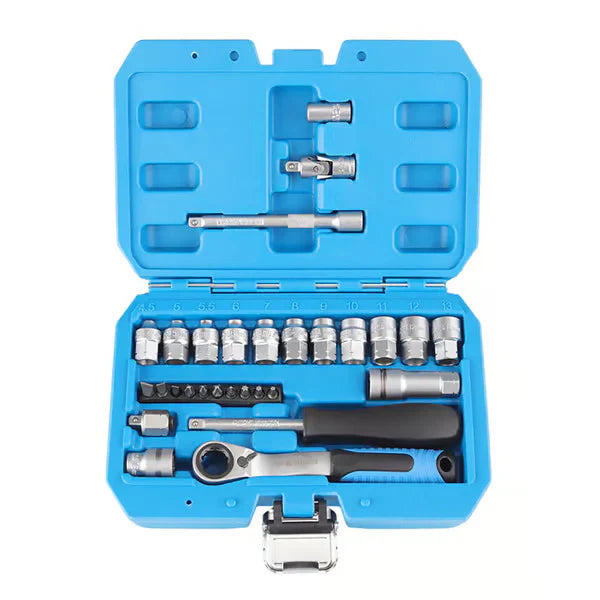 Kit de ferramentas universal de 29 peças com chaves de caixa, brocas e extensões