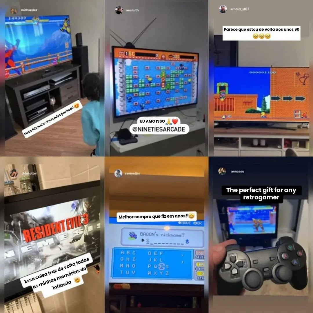 Consola dos anos noventa™ | Reviva a sua infância com milhares de jogos clássicos, sem necessidade de downloads, basta ligar e jogar!