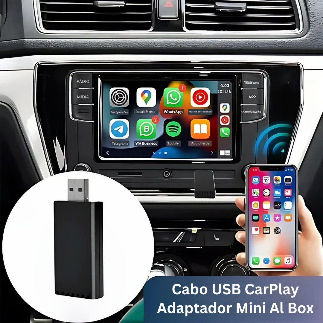 EasyPlay | Adaptador sem fio inteligente para CarPlay e Android Auto | USB-A e USB-C