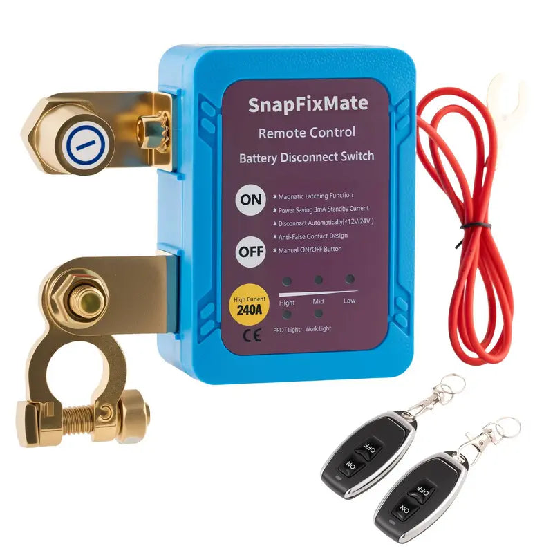 Interruptor de segurança para automóvel, 12V 240A, interruptor remoto de desconexão da bateria, interruptor de segurança antirroubo, interruptor de corte/desligamento automático para automóvel, camião, barco, RV, ATV e embarcação.