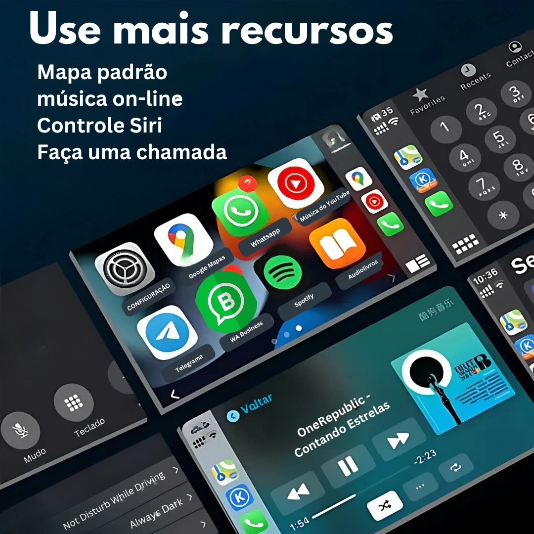 EasyPlay | Adaptador sem fio inteligente para CarPlay e Android Auto | USB-A e USB-C