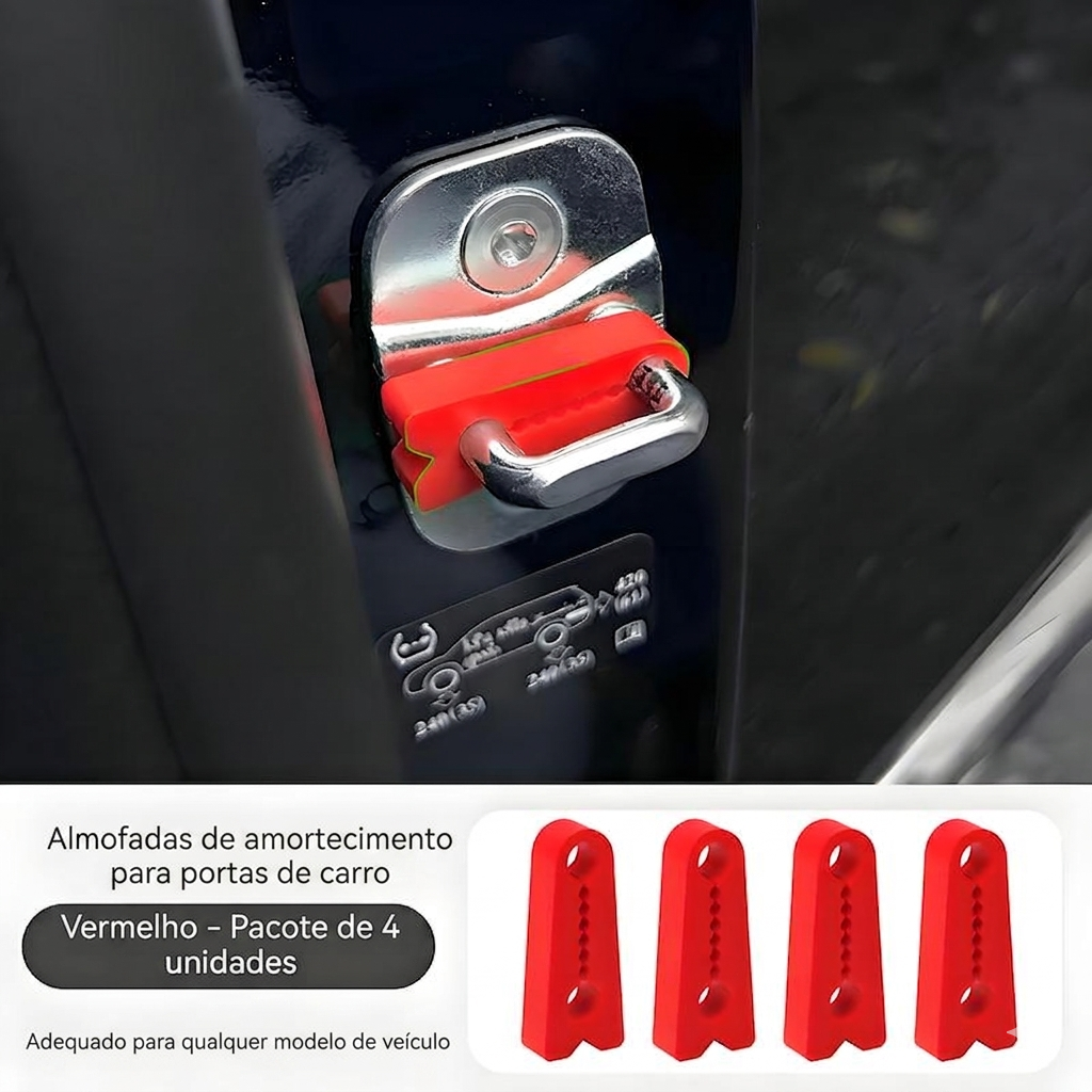 (Embalagem de 4) - Almofadas de silicone antirruído para portas de automóveis - Absorção de impactos e proteção superior