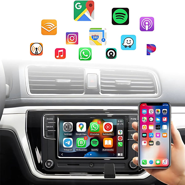 EasyPlay | Adaptador sem fio inteligente para CarPlay e Android Auto | USB-A e USB-C