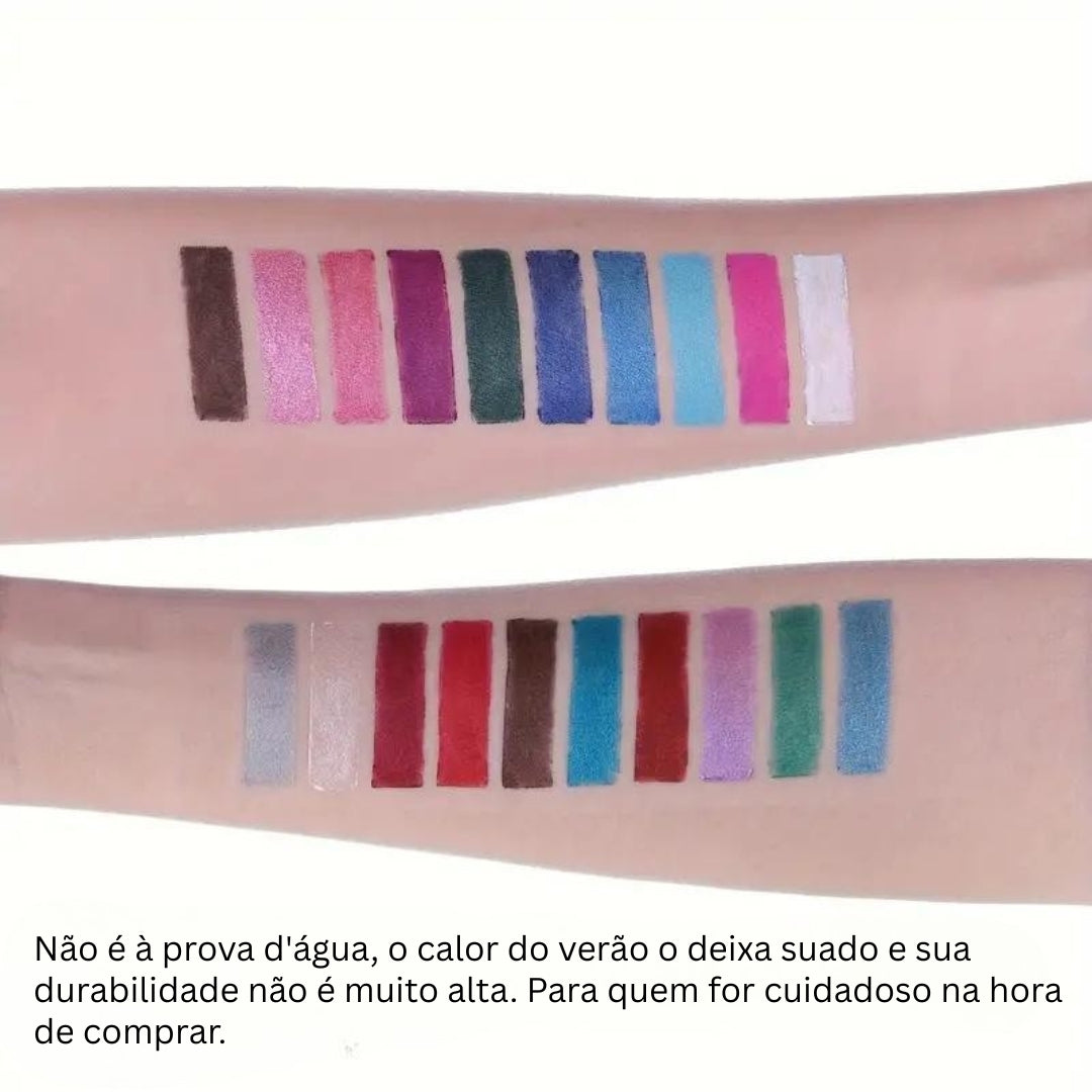 Conjunto de 12 eyeliners com glitter, acabamento brilhante e à prova de água