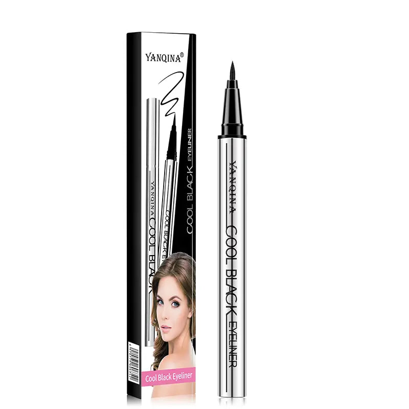 Cor preta – Eyeliner de Longa Duração YANQINA – Textura Impermeável, Vegan e Ultra Cremosa (24h)