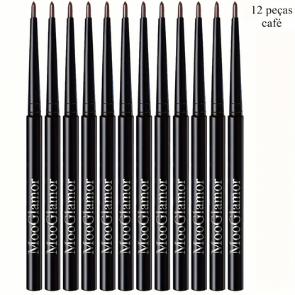 Kit com 12 eyeliners líquidos à prova de água de longa duração
