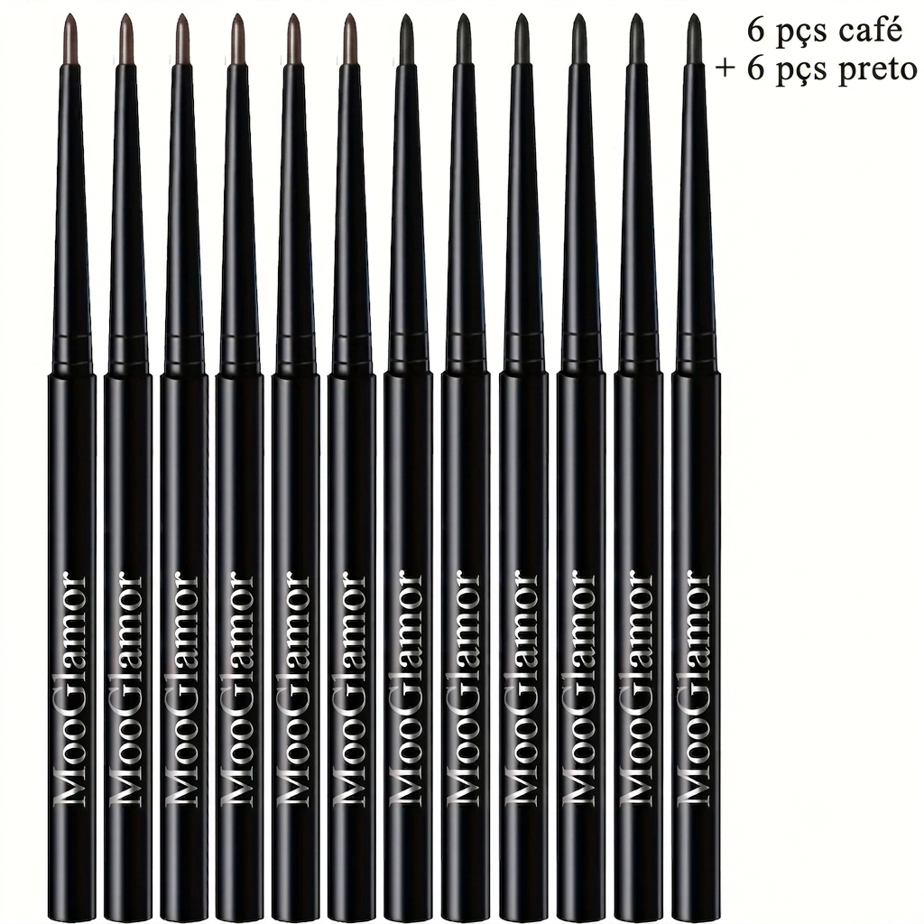 Kit com 12 eyeliners líquidos à prova de água de longa duração