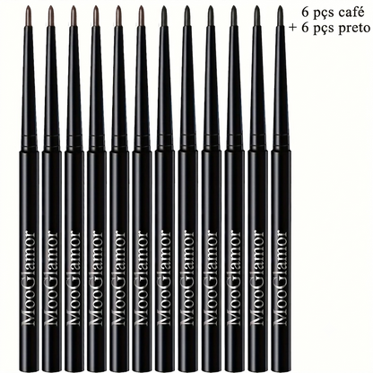 Kit com 12 eyeliners líquidos à prova de água de longa duração