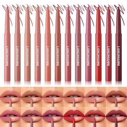 Contorno Labial Matte Duradouro Lápis à Prova d'Água 12 Unidades