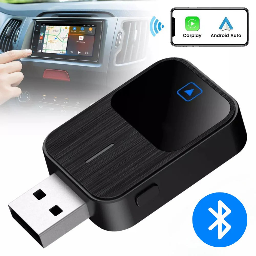 Adaptador Wireless 2 em 1 CarPlay e Android Auto Ponteira USB
