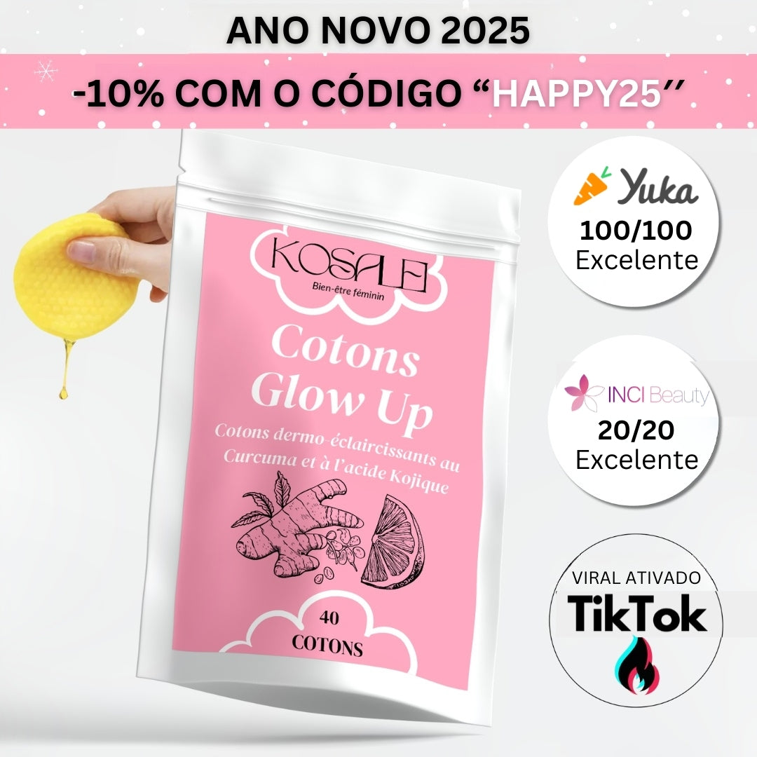 Glow Up Cotton Pads - Discos de algodão dermoiluminadores com curcuma e ácido kójico | 40 Algodres