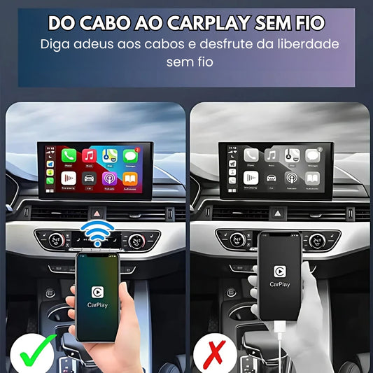 EasyPlay | Adaptador sem fio inteligente para CarPlay e Android Auto | USB-A e USB-C