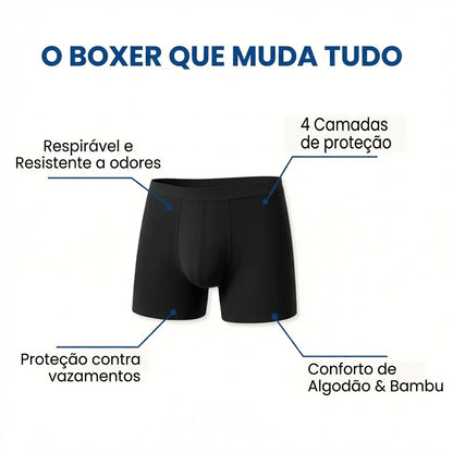 Cuecas boxer laváveis para incontinência urinária masculina
