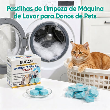 Embalagem com 12 - Pastilhas de Limpeza e Eliminação de Odores para Máquina de Lavar – Seguro