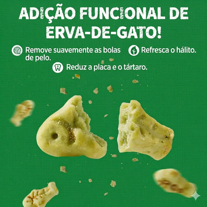 Snacks Naturais para Gatos – Sabor a Salmão com Catnip para o Controlo das Bolas de Pelo e Saúde Dentária (350g)