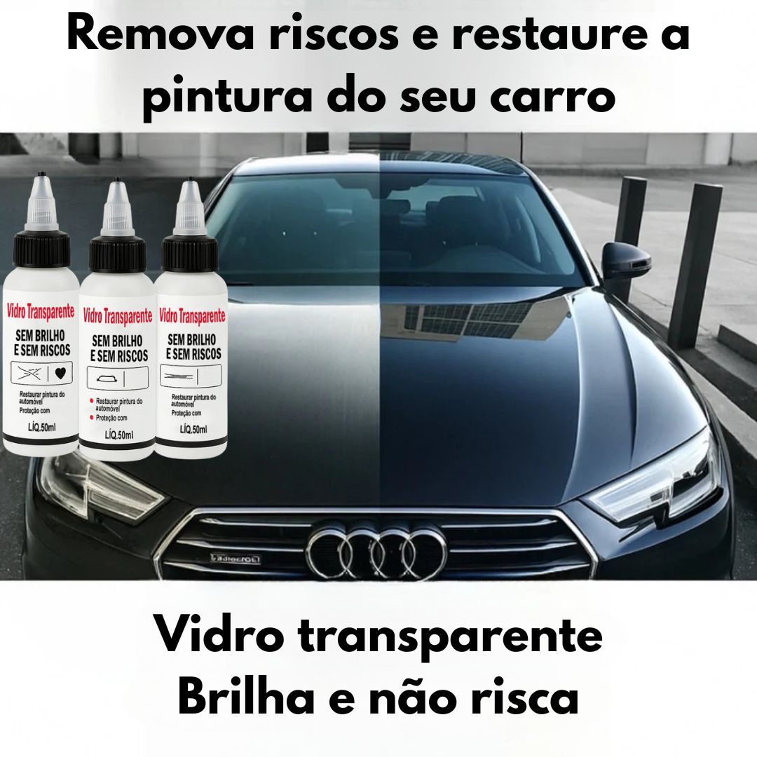 Vidro transparente brilhante e sem riscos (1 frasco de 50 ml + esponja + pano de microfibra)