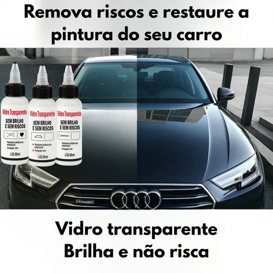 Vidro transparente brilhante e sem riscos (1 frasco de 50 ml + esponja + pano de microfibra)