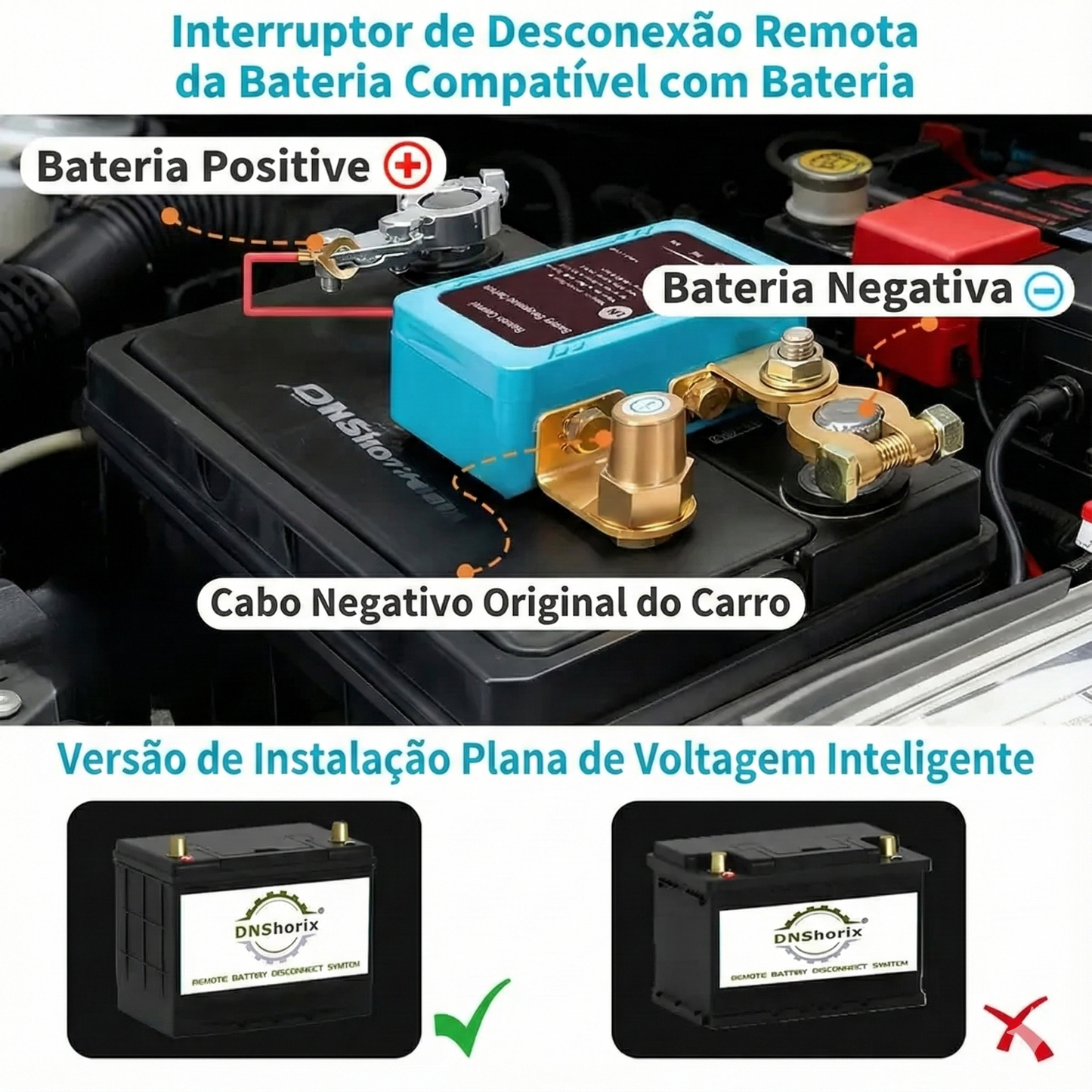 Interruptor de segurança para automóvel, 12V 240A, interruptor remoto de desconexão da bateria, interruptor de segurança antirroubo, interruptor de corte/desligamento automático para automóvel, camião, barco, RV, ATV e embarcação.
