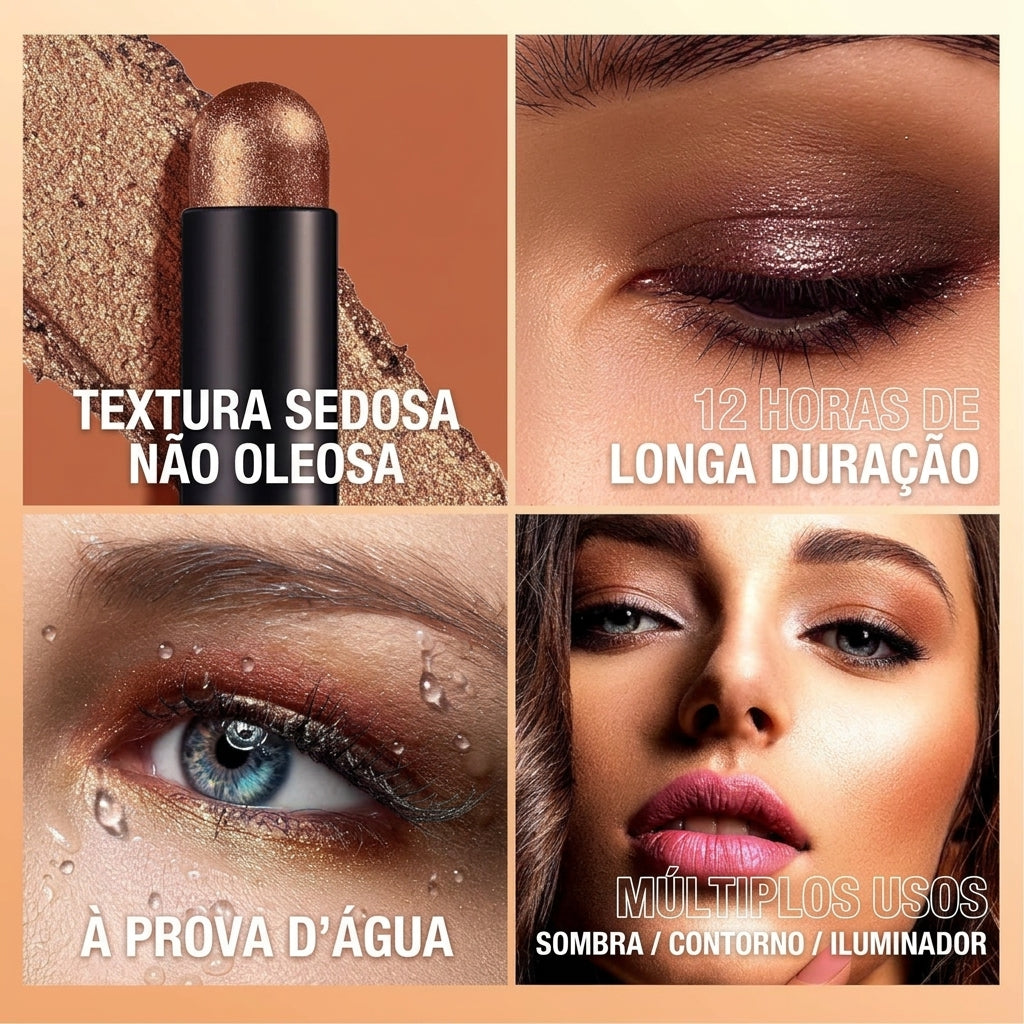 Sombra Cremosa 8 Cores Brilho Duradouro À Prova d'Água