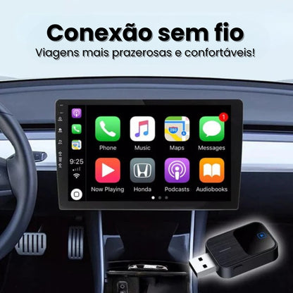 Adaptador Wireless 2 em 1 CarPlay e Android Auto Ponteira USB