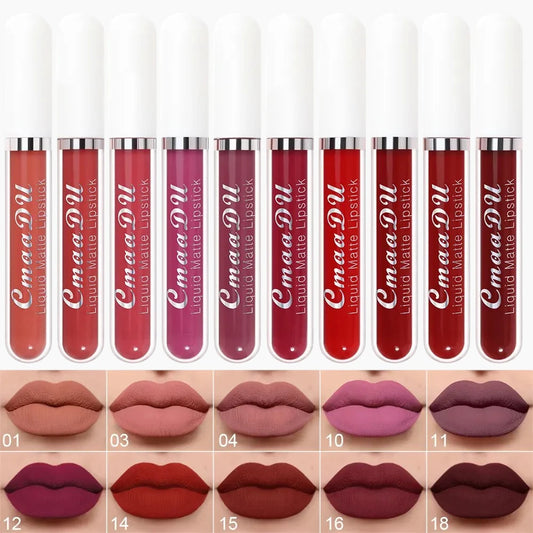10 Unidades - Conjunto de Batons Matte de Longa Duração