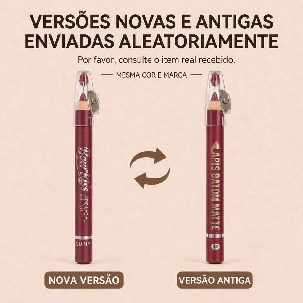 Embalagem com 12 - Contorno Labial Preciso Kit Matte à Prova d'Água com Apontador