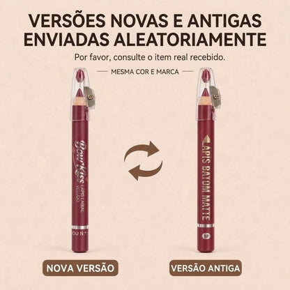 Embalagem com 12 - Contorno Labial Preciso Kit Matte à Prova d'Água com Apontador