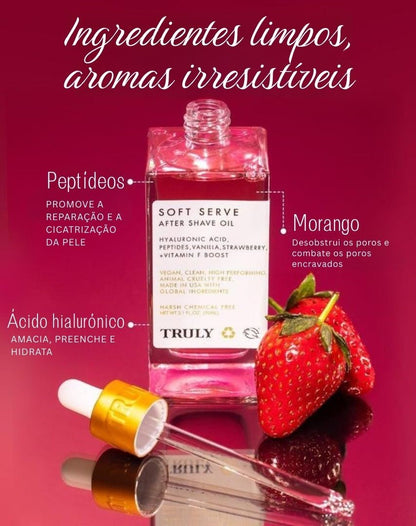 Óleo suave after shave - Aroma de morango e baunilha