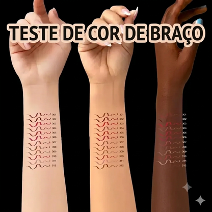 Lábios Definidos Lápis de Contorno Matte Longa Duração Kit 12pcs