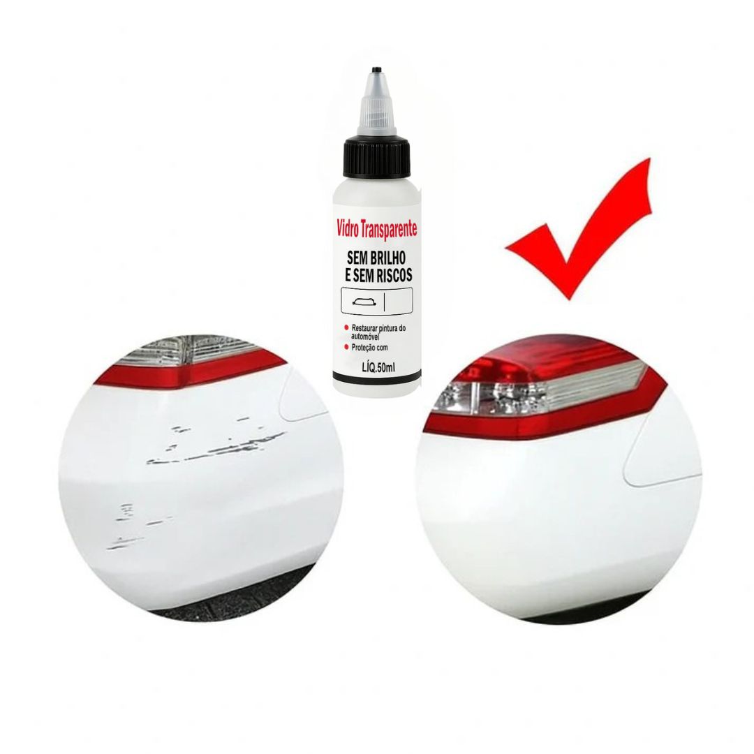 Vidro transparente brilhante e sem riscos (1 frasco de 50 ml + esponja + pano de microfibra)