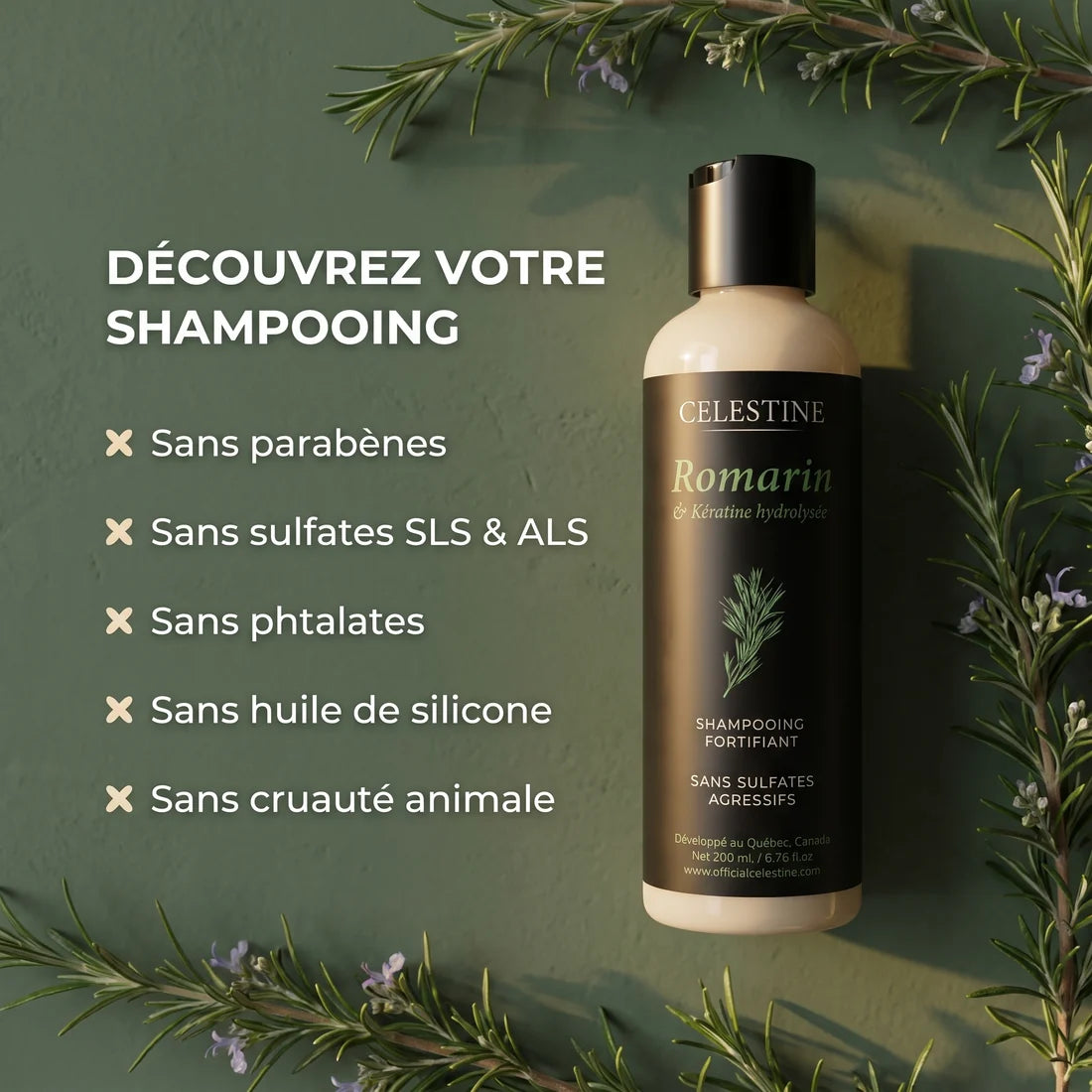 Champô de Alecrim e Queratina para um Cabelo Mais Espesso