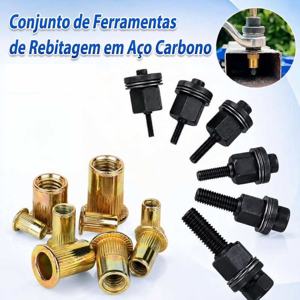 Embalagem com 10 - Ferramenta manual para porcas rebitáveis em aço carbono