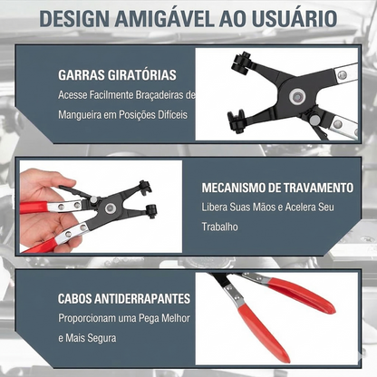 (9 peças) - Conjunto de alicates para abraçadeiras de mangueira - Braço comprido