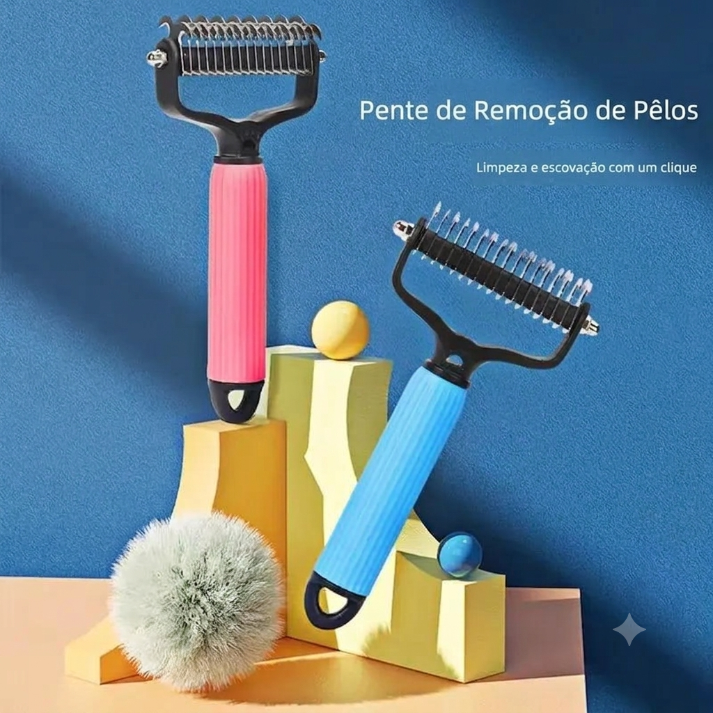 Desembaraça e Remove Pelos de Cães com Pente de Aço Inoxidável