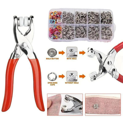 Embalagem com 100 - Kit de Costura com Alicate de Pressão e Fivelas Invisíveis