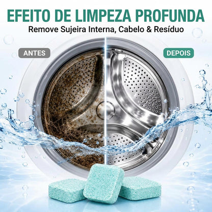 Embalagem com 12 - Pastilhas de Limpeza e Eliminação de Odores para Máquina de Lavar – Seguro