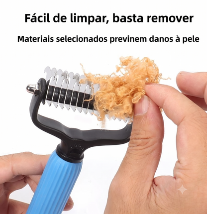 Desembaraça e Remove Pelos de Cães com Pente de Aço Inoxidável
