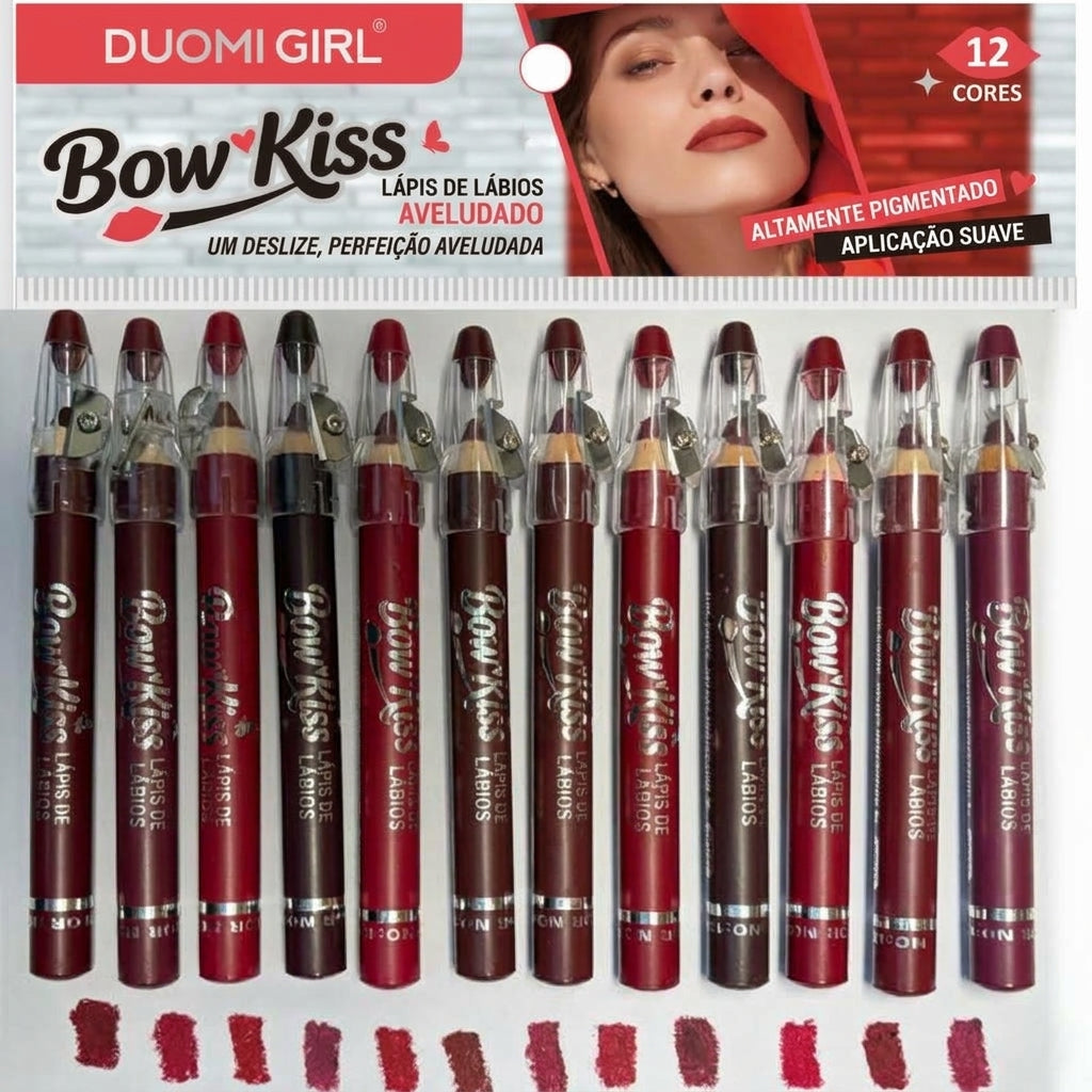 Embalagem com 12 - Contorno Labial Preciso Kit Matte à Prova d'Água com Apontador