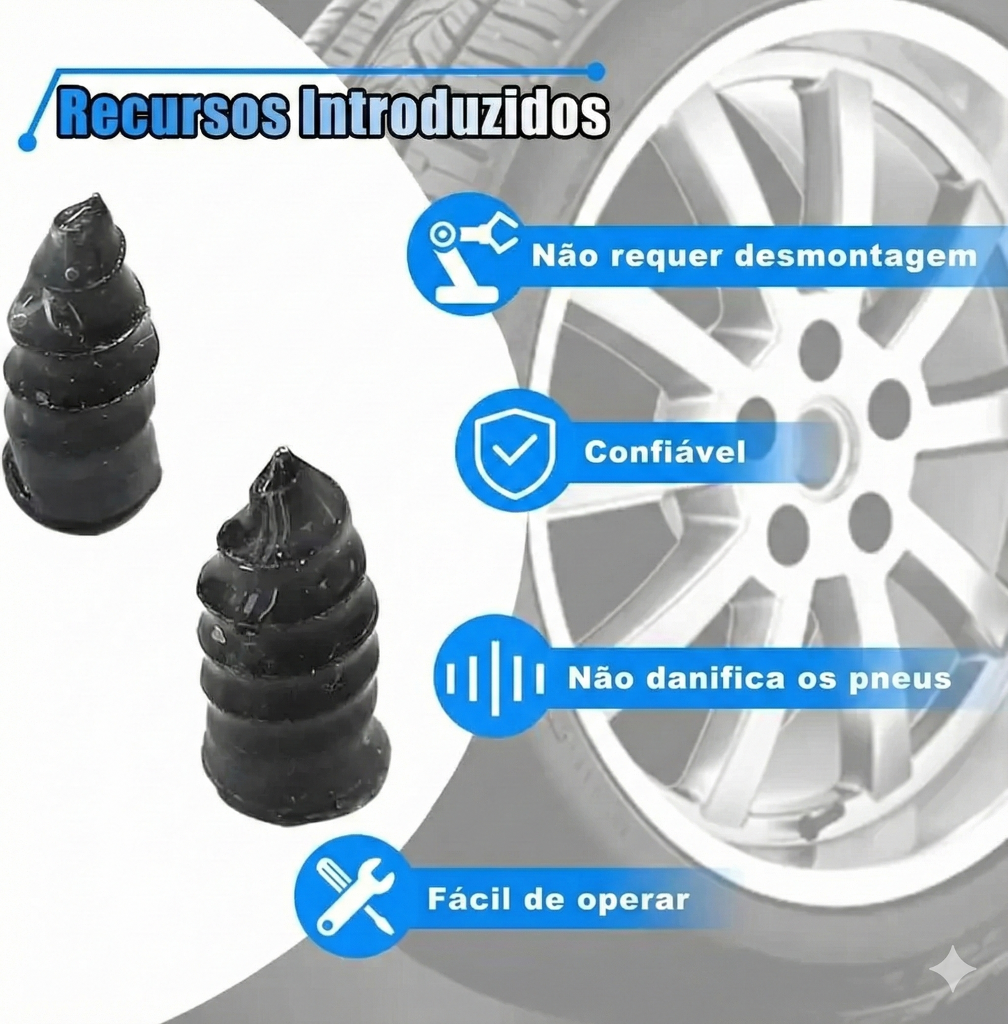 60 Unidades - Parafusos para Reparação de Pneus