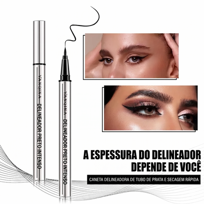 Cor preta – Eyeliner de Longa Duração YANQINA – Textura Impermeável, Vegan e Ultra Cremosa (24h)