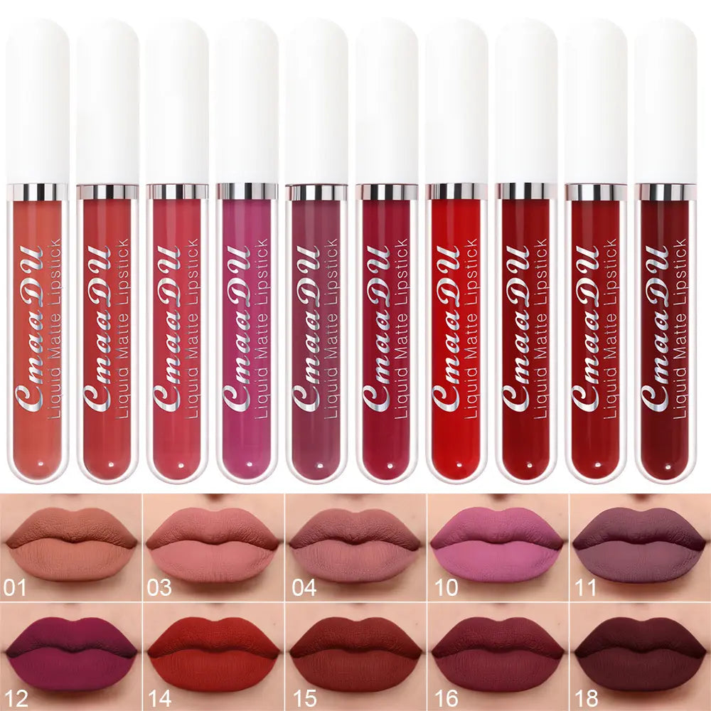 10 Unidades - Conjunto de Batons Matte de Longa Duração