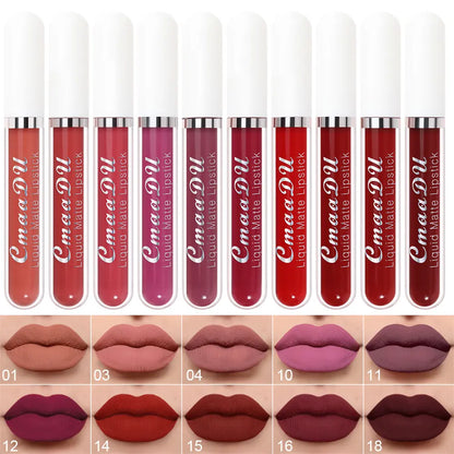 10 Unidades - Conjunto de Batons Matte de Longa Duração