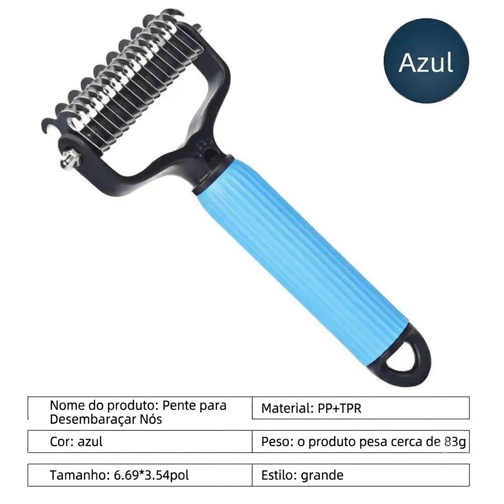 Desembaraça e Remove Pelos de Cães com Pente de Aço Inoxidável