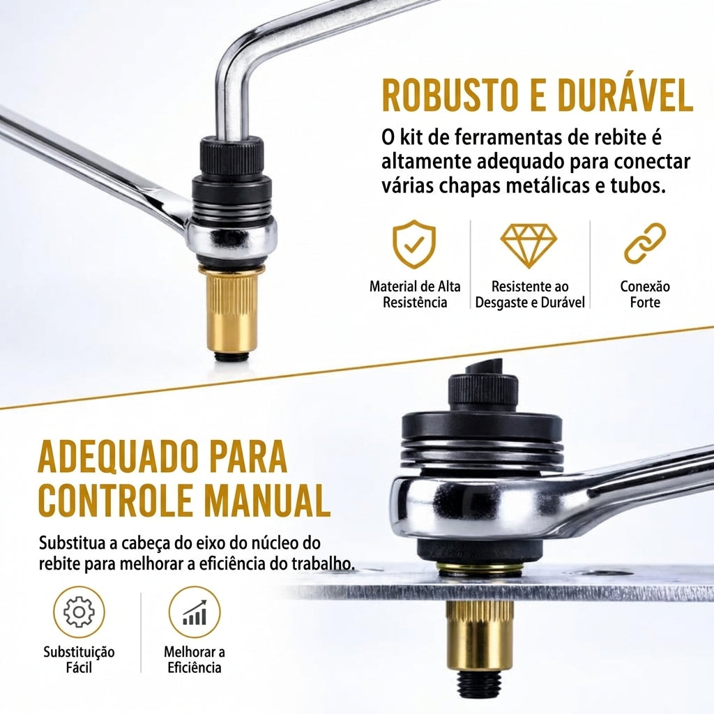 Embalagem com 10 - Ferramenta manual para porcas rebitáveis em aço carbono