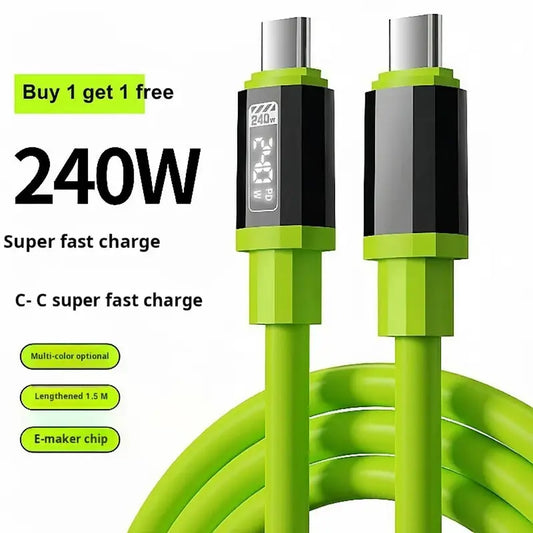 Carga Rápida Cabo 240W Alta Potência Compatível Apple Tipo-C