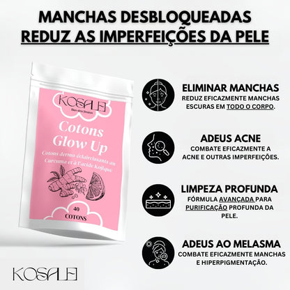 Glow Up Cotton Pads - Discos de algodão dermoiluminadores com curcuma e ácido kójico | 40 Algodres