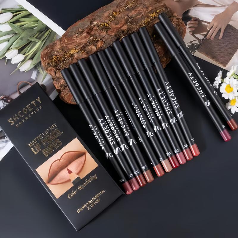 Lábios Definidos Lápis de Contorno Matte Longa Duração Kit 12pcs