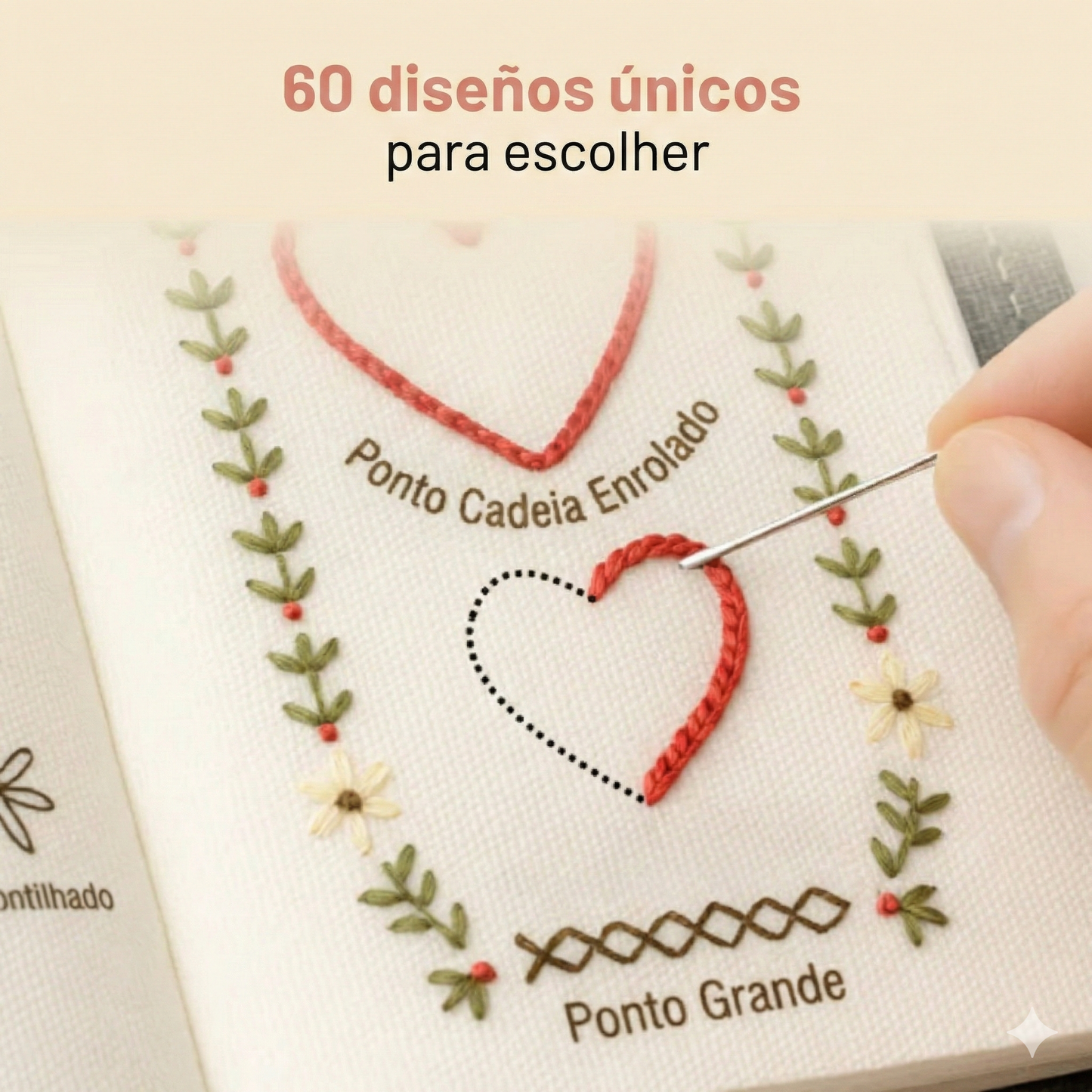 Livro de Bordados Anti-Stress: Kit Completo com mais de 60 Desenhos