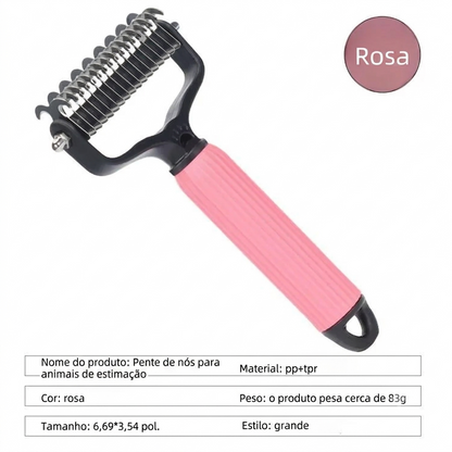 Desembaraça e Remove Pelos de Cães com Pente de Aço Inoxidável